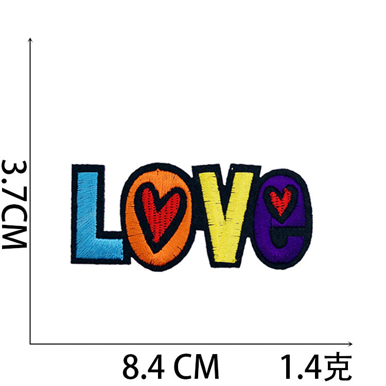 Iron-On Love Fashion Hat Patch Stylish Letter Badge Computer Stitch Appliqué for Clothing Bags Decoration