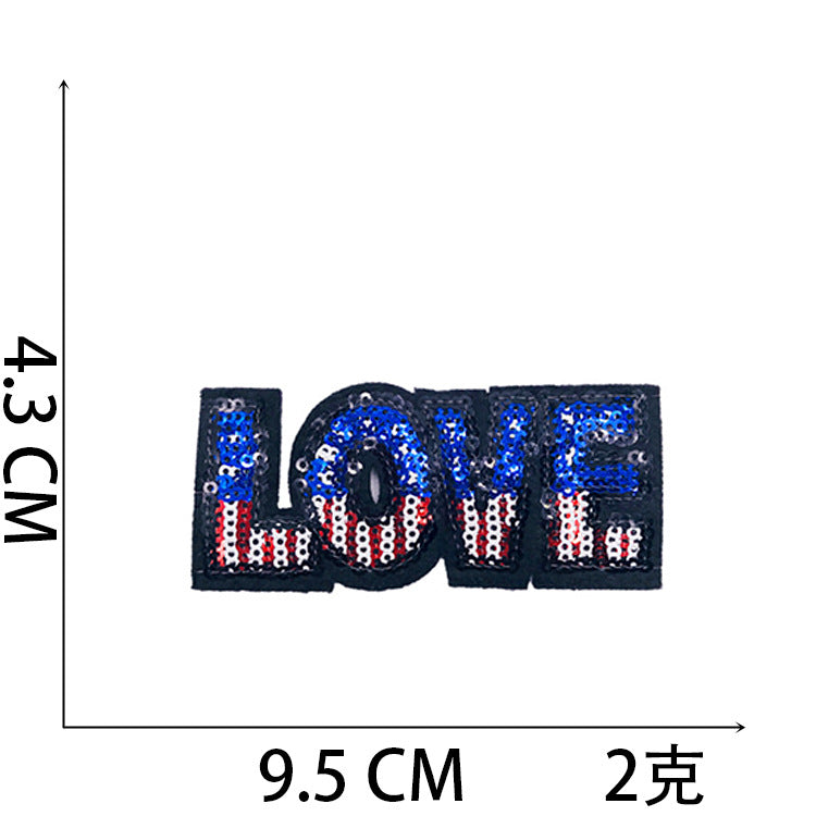 Iron-On Love Fashion Hat Patch Stylish Letter Badge Computer Stitch Appliqué for Clothing Bags Decoration