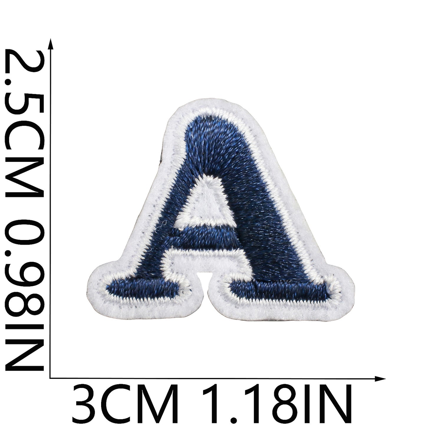 Blue/Navy Mini Embroidered Letter Patches A-Z | Iron-On Alphabet