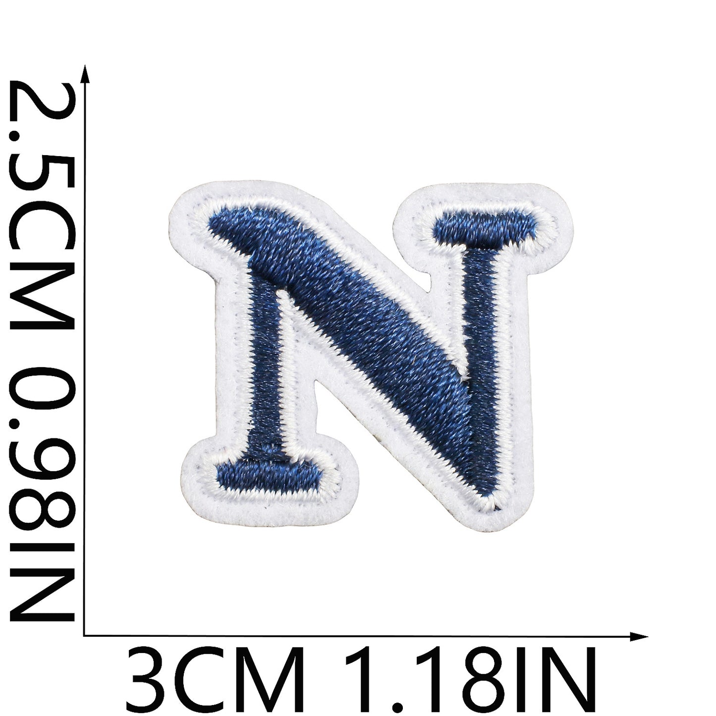 Blue/Navy Mini Embroidered Letter Patches A-Z | Iron-On Alphabet