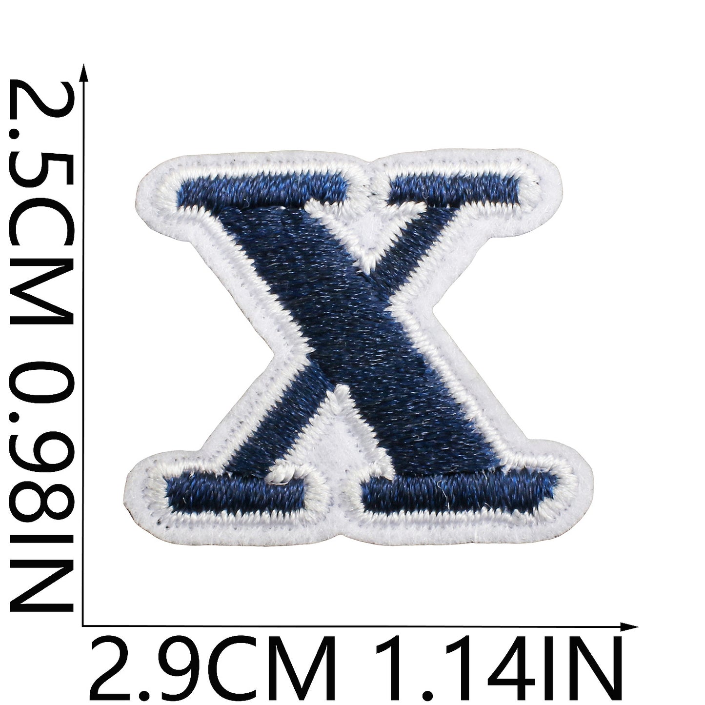 Blue/Navy Mini Embroidered Letter Patches A-Z | Iron-On Alphabet