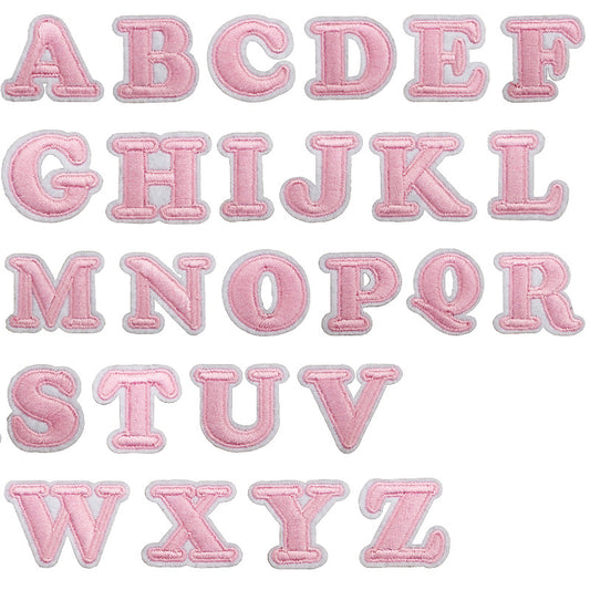 Pink Mini Embroidered Letter Patches A-Z | Iron-On Alphabet