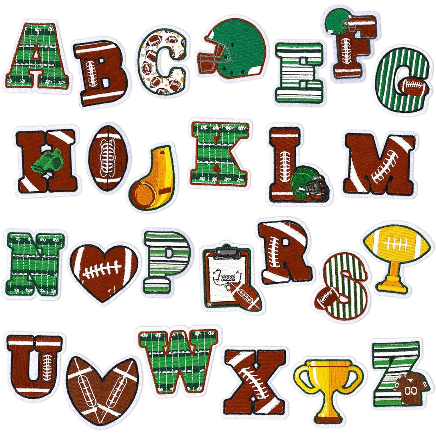 Soccer Series Embroidered Letter Patches A-Z | Iron-On Alphabet – Volmn ...