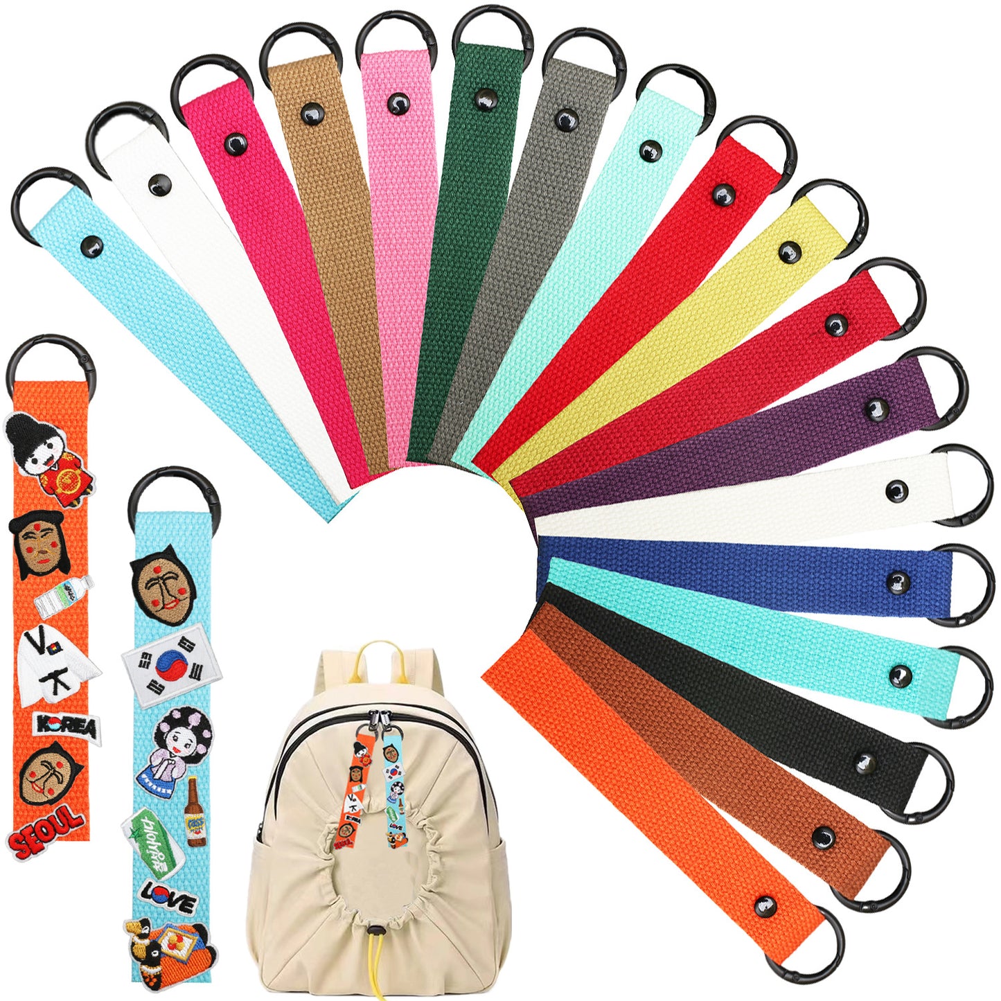 Double-Layer Canvas Keychain Strap – Long Bag & Key Organizer