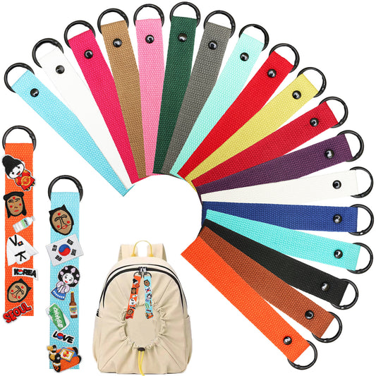 Double-Layer Canvas Keychain Strap – Long Bag & Key Organizer