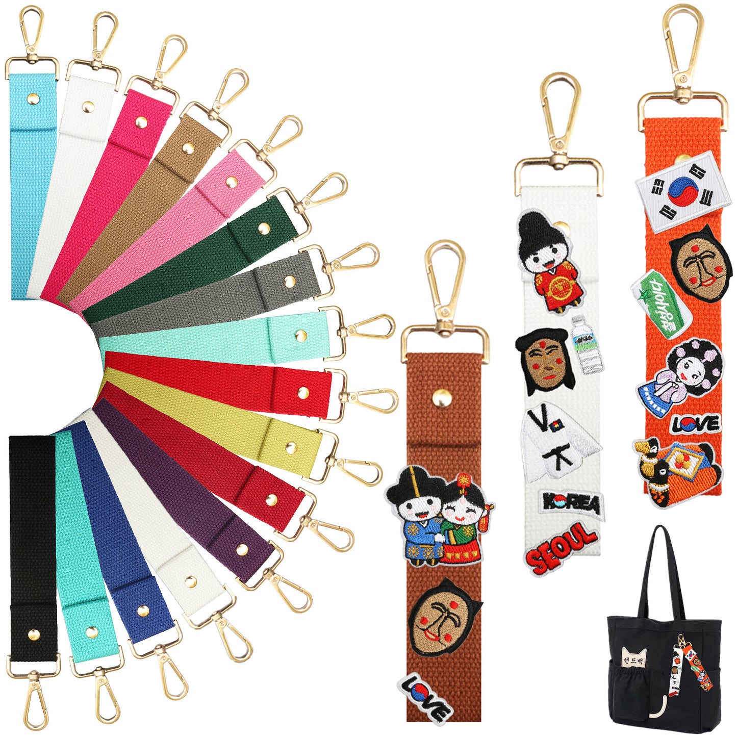 Colorful Canvas Keychain Strap with Lobster Clasp – DIY Bag Charm & Key Holder