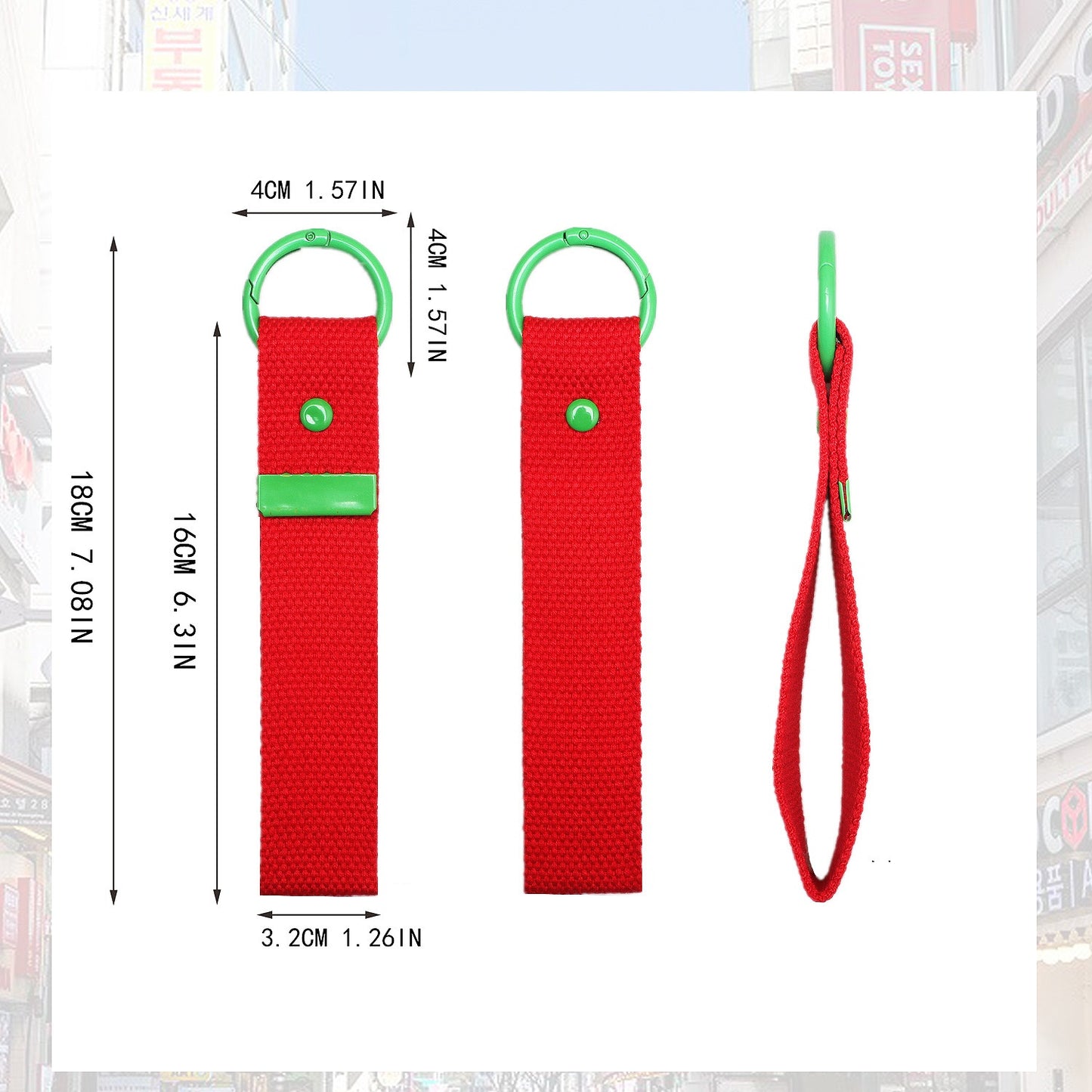 Canvas Keychain Strap with Contrast Metal Ring – Color Mix DIY Bag & Key Holder