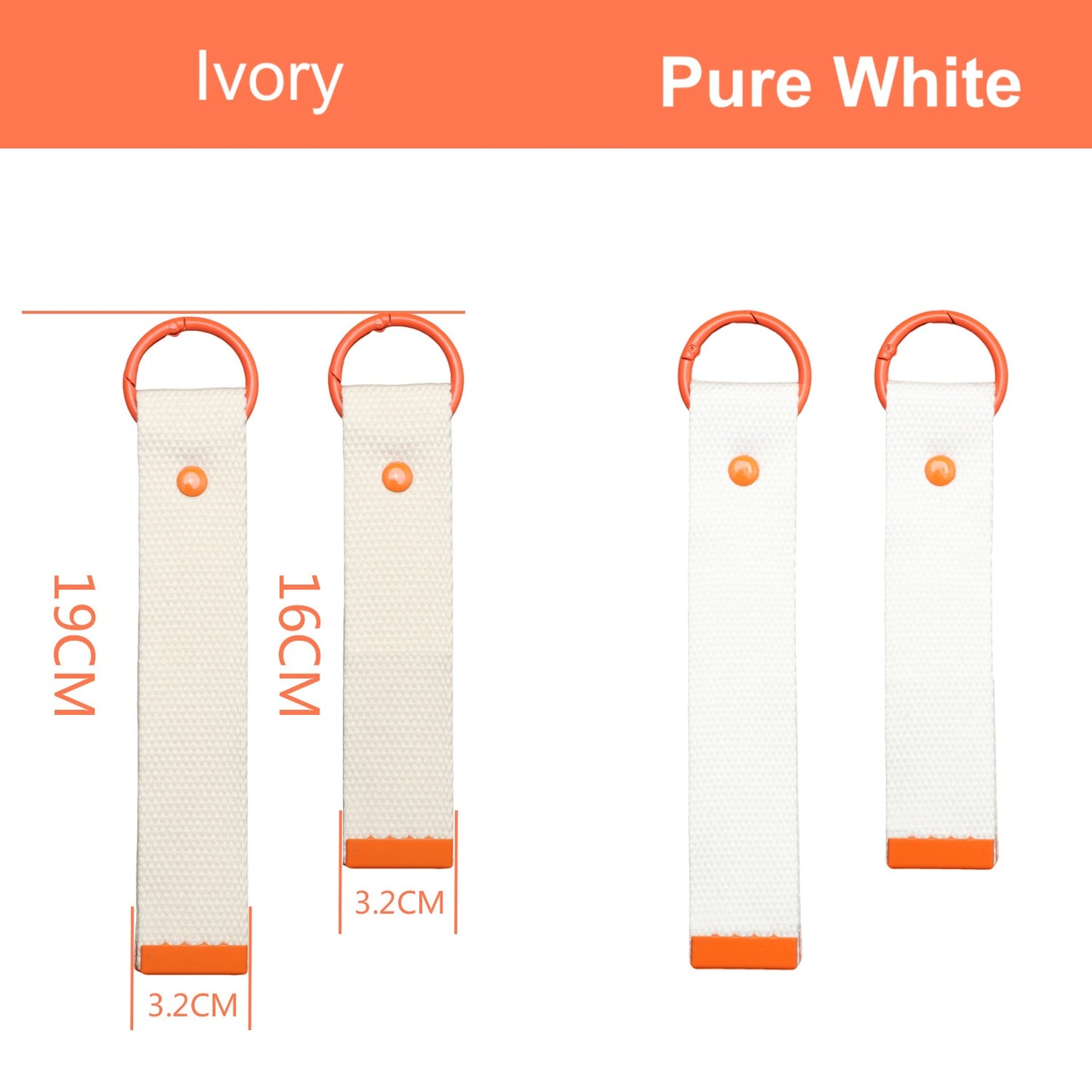 Canvas Keychain Strap – Two Sizes, Ivory & Pure White Options