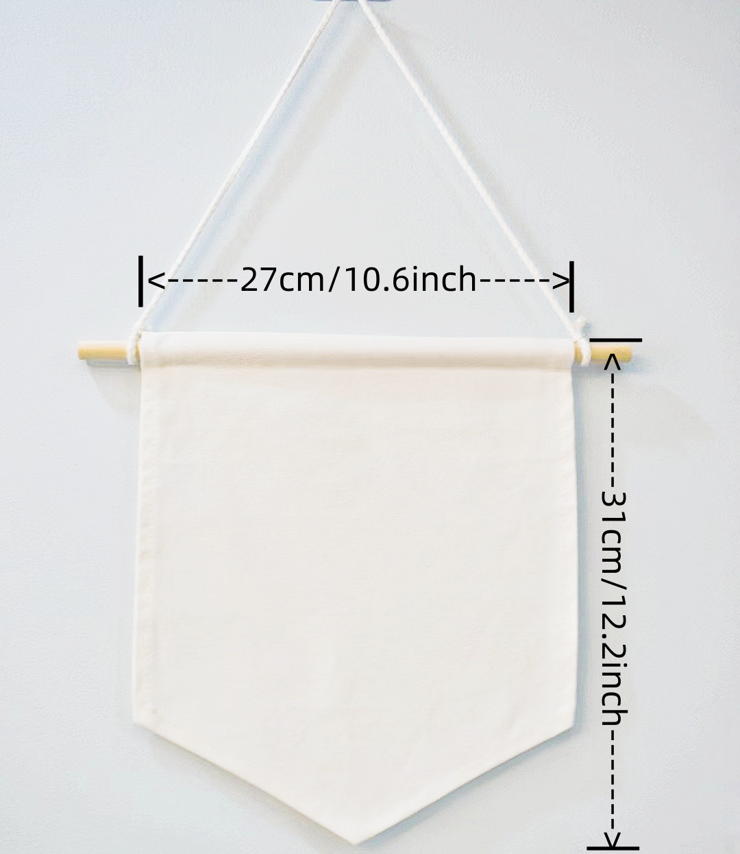 3pcs Set White Hanging Pennant Blank Cotton Canvas Banner Flag for Decorative